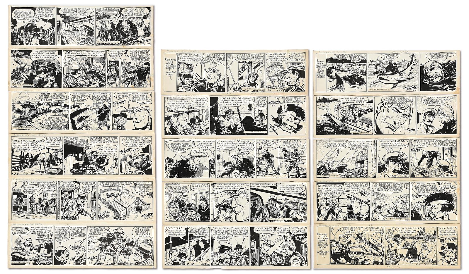 LOT OF 25: 1952 FRED HARMAN RED RYDER DALIES (1 of 2)