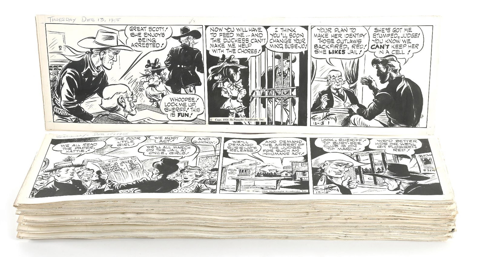 LOT OF 106: 1956 FRED HARMAN RED RYDER DALIES (1 of 7)