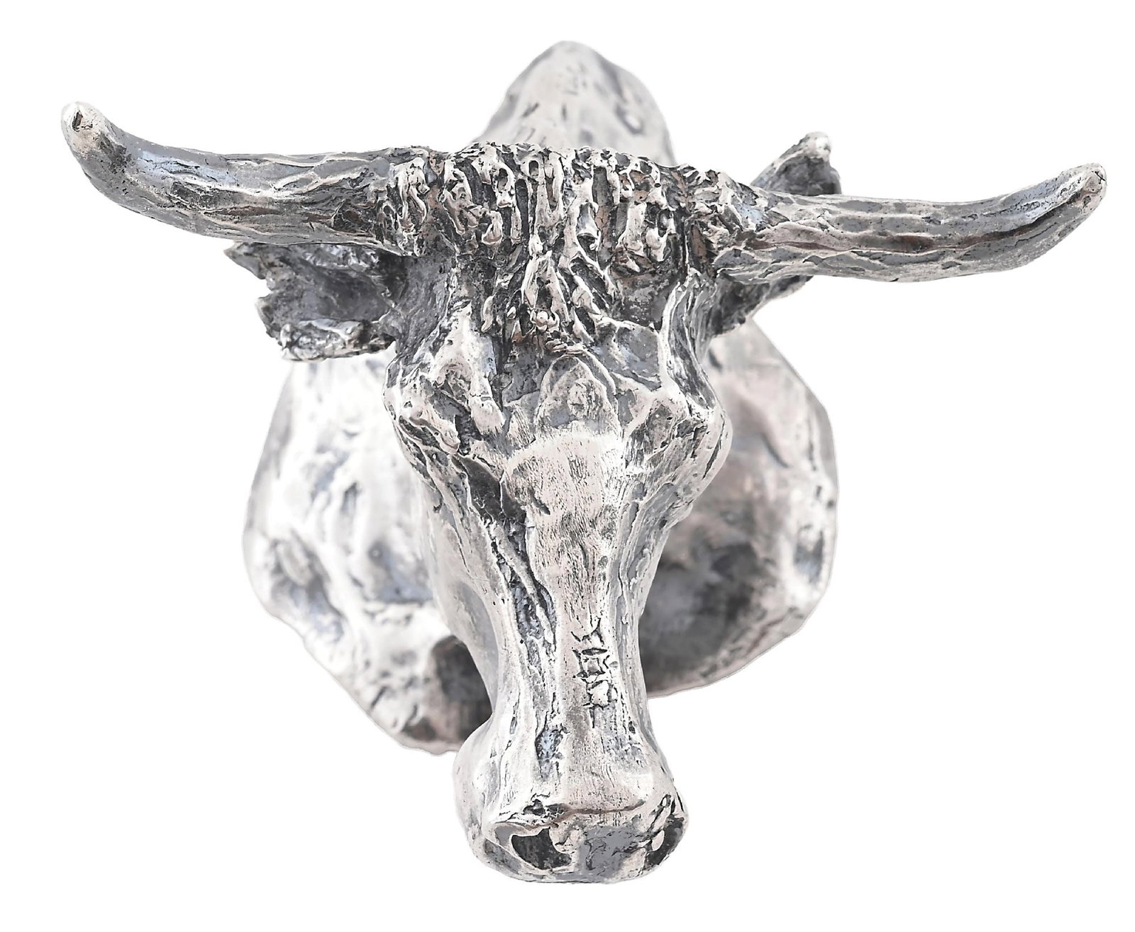 SOLID SILVER STEER HEAD PAPERWEIGHT - 2