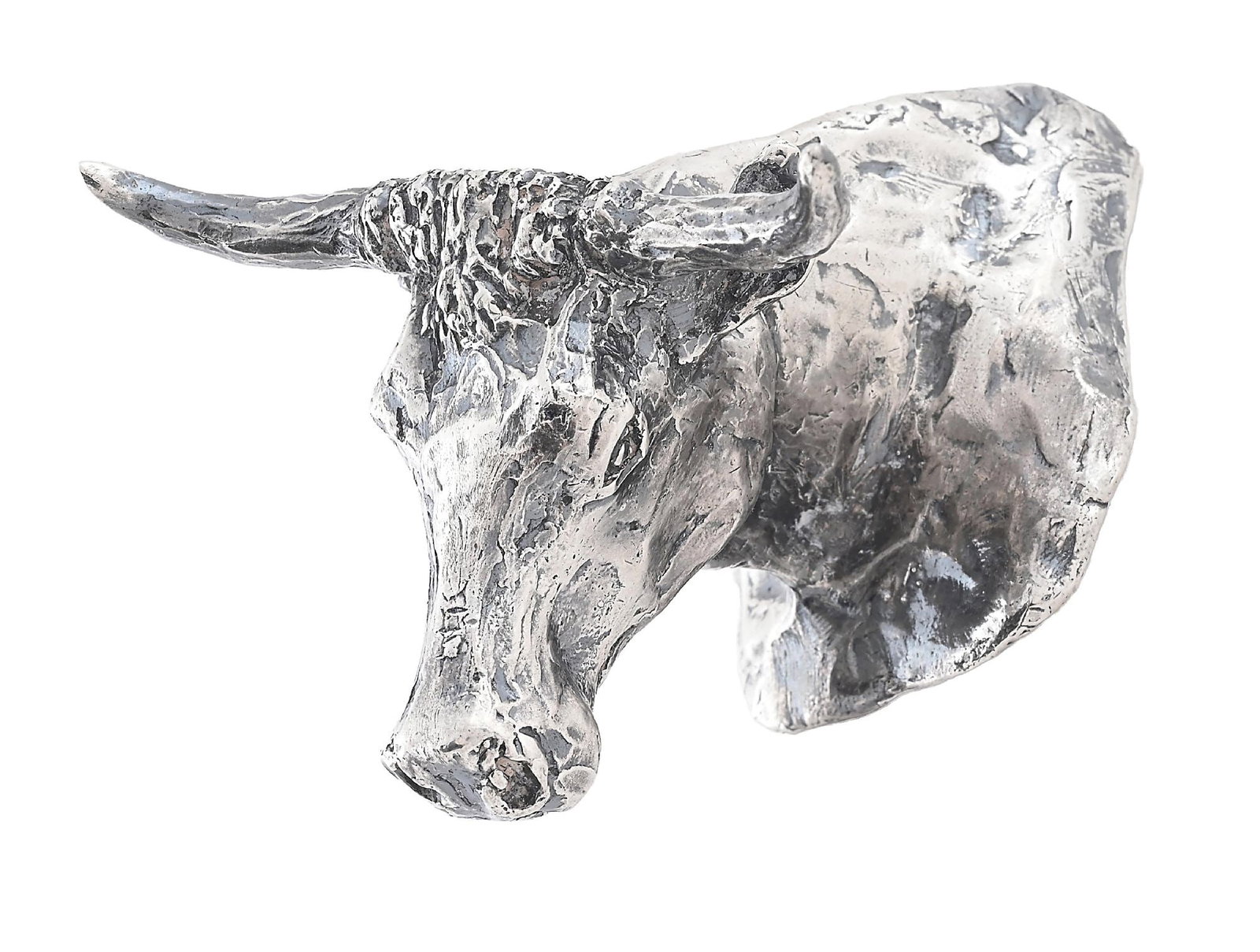 SOLID SILVER STEER HEAD PAPERWEIGHT - 3