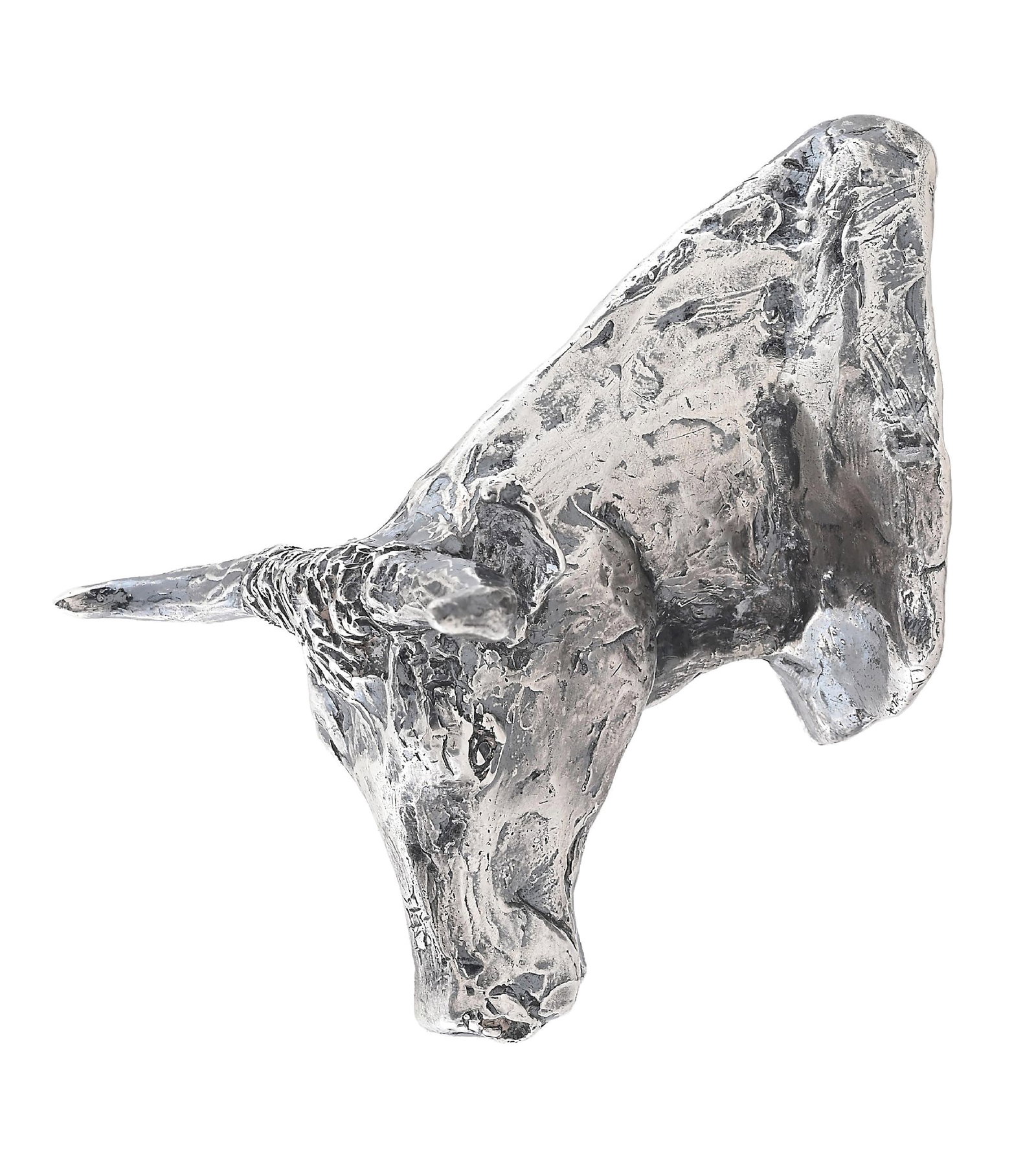 SOLID SILVER STEER HEAD PAPERWEIGHT - 5