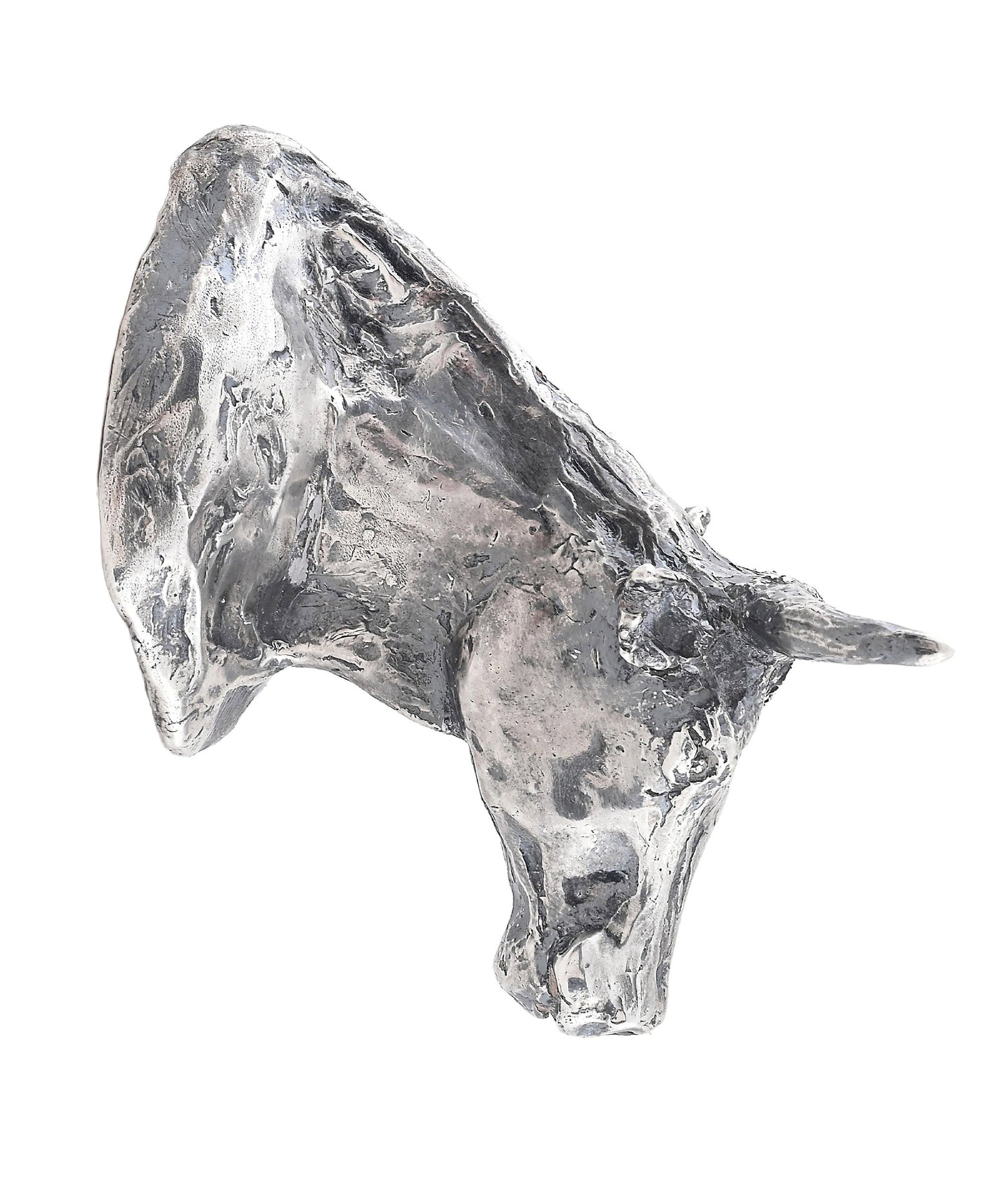 SOLID SILVER STEER HEAD PAPERWEIGHT - 6