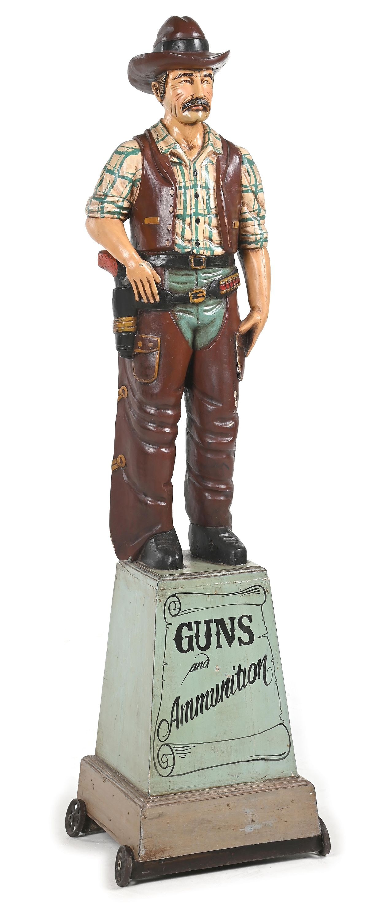 CIGAR STORE INDIAN TYPE COWBOY STATUE. (1 of 5)