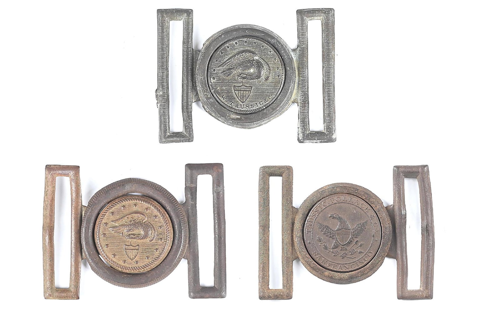 LOT OF 3: 1850'S GOLD RUSH EAGLE BUCKLES (1 of 2)