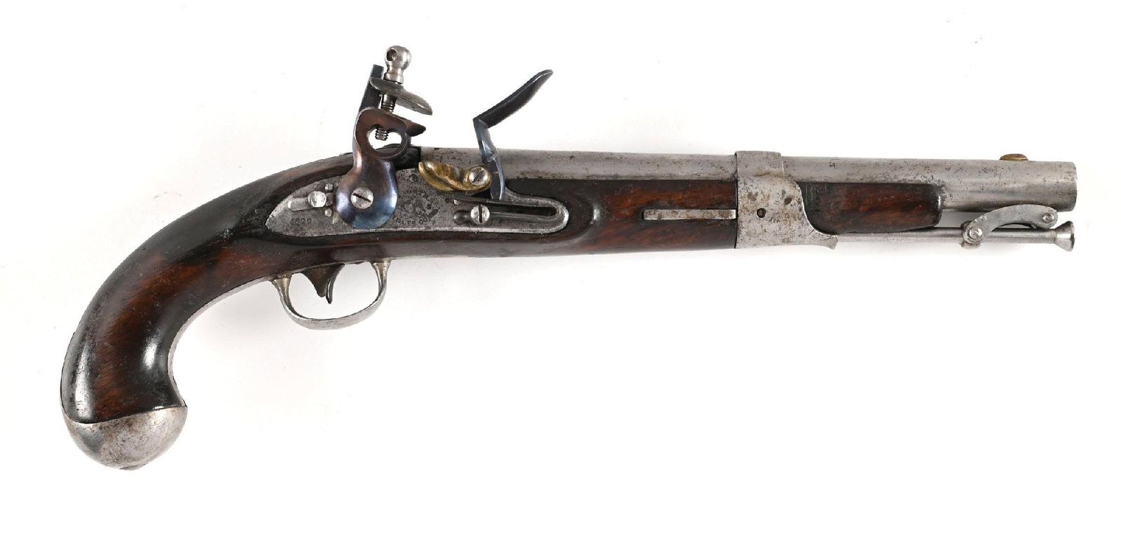 (A) US MODEL 1819 FLINTLOCK PISTOL BY SIMEON NORTH. (1 of 2)