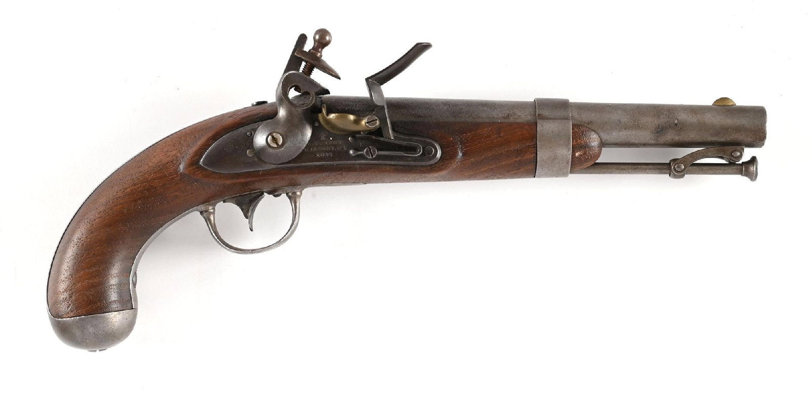 (A) ASA WATERS US MODEL 1836 FLINTLOCK PISTOL. (1 of 2)