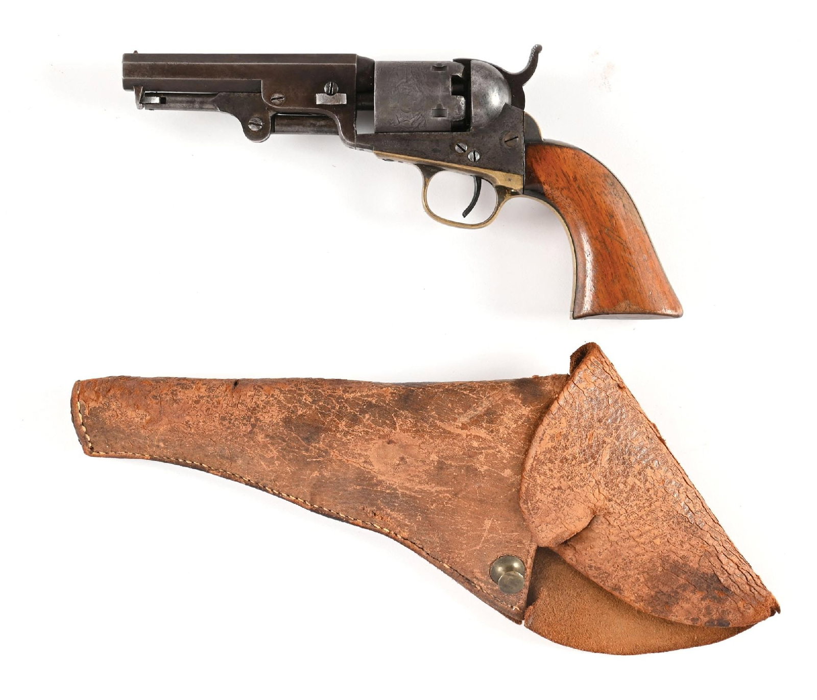 (A) SHARP COLT MODEL 1849 POCKET PERCUSSION REVOLVER.: Dates to 1857. Standard revolver with two line Colt New York City barrel legend, Colt Patent stamp on frame, exhibits all matching numbers including wedge and lever, blue and case color finish with pl