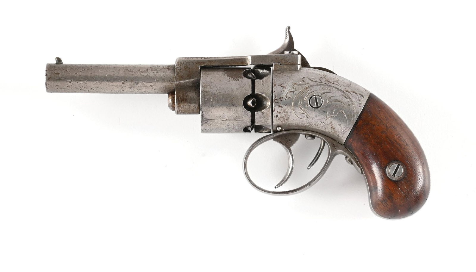 (A) RARE SPRINGFIELD ARMS DOUBLE TRIGGER POCKET PERCUSSION REVOLVER. (1 of 2)