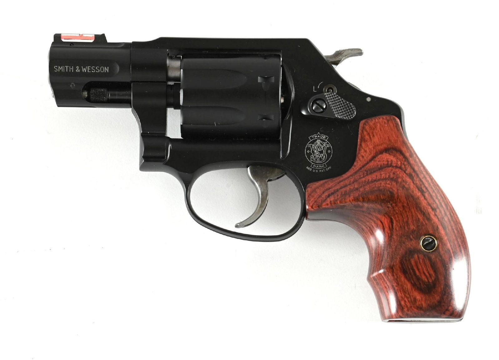 (M) SMITH & WESSON MODEL AIRLITE 351 PD DOUBLE ACTION REVOLVER WITH BOX.: Introduced in 2004. Features the alloy frame with matte black finish, red Hi-Viz front sight, and finger groove rosewood grips. Comes in matching number box. CONDITION: Excellent. Shows nominal