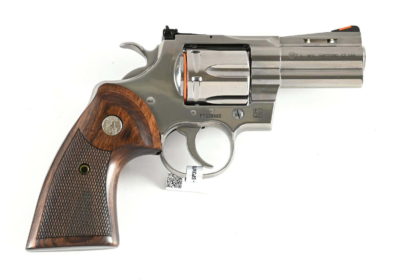(M) BRIGHT STAINLESS COLT PYTHON DOUBLE ACTION REVOLVER WITH CASE - 2