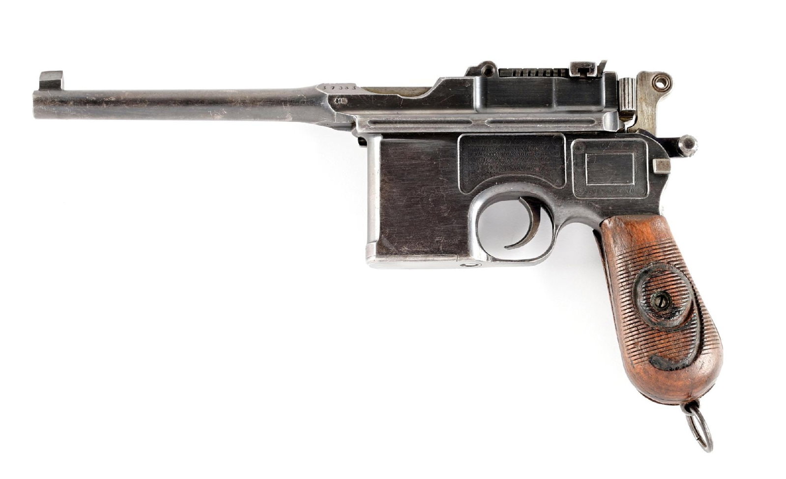 (C) MAUSER C96 RED 9 BROOMHANDLE SEMI-AUTOMATIC PISTOL. (1 of 2)