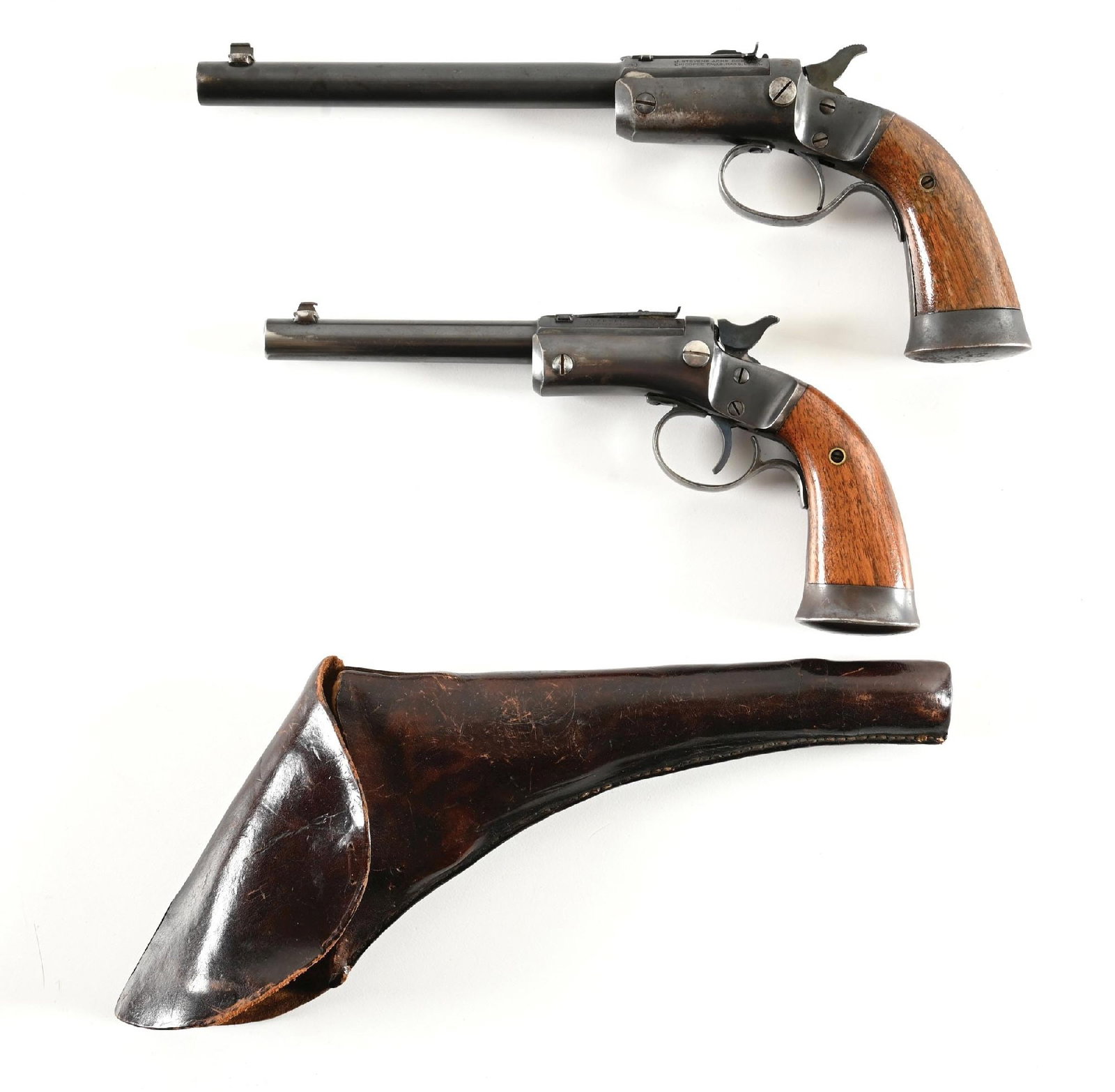 (C) LOT OF 2: STEVENS OFF HAND NO. 35 SINGLE SHOT PISTOLS. (1 of 2)