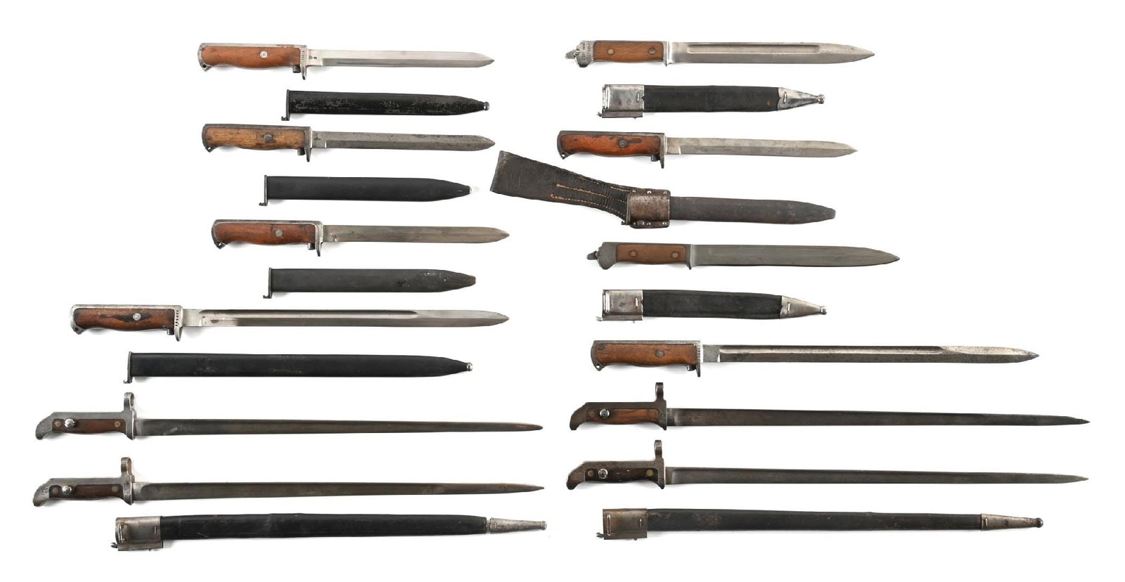 LOT OF 12: DANISH AND NORWEGIAN BAYONETS. (1 of 1)
