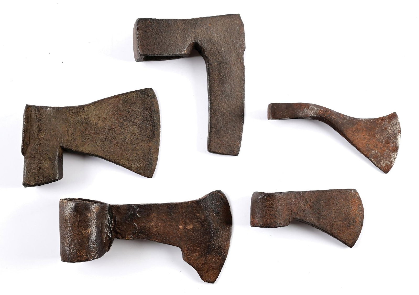 LOT OF 5: EARLY AXE HEADS. (1 of 2)
