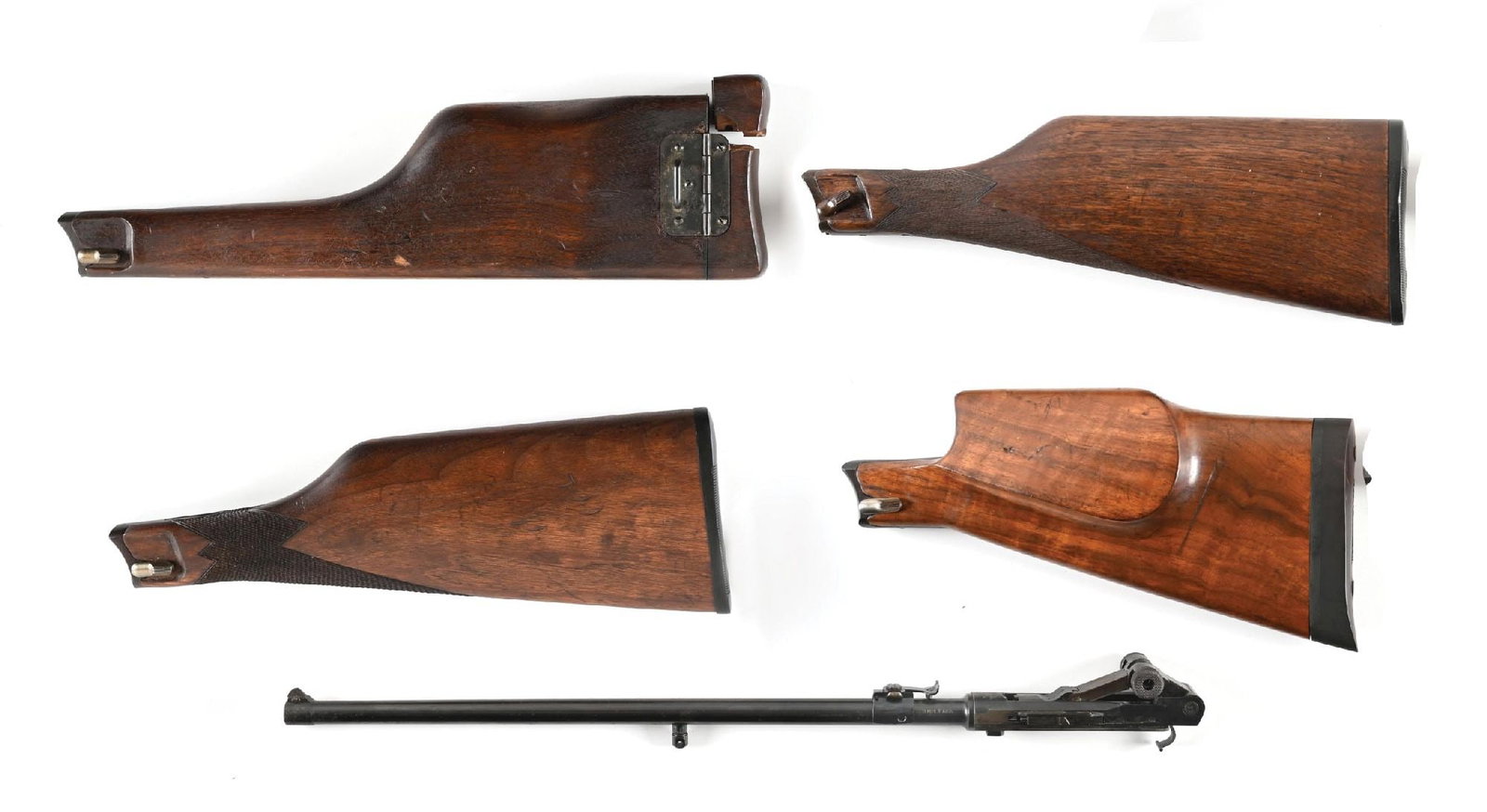 LOT OF 5: CUSTOM LUGER BARREL AND PISTOL CARBINE STOCKS. (1 of 2)