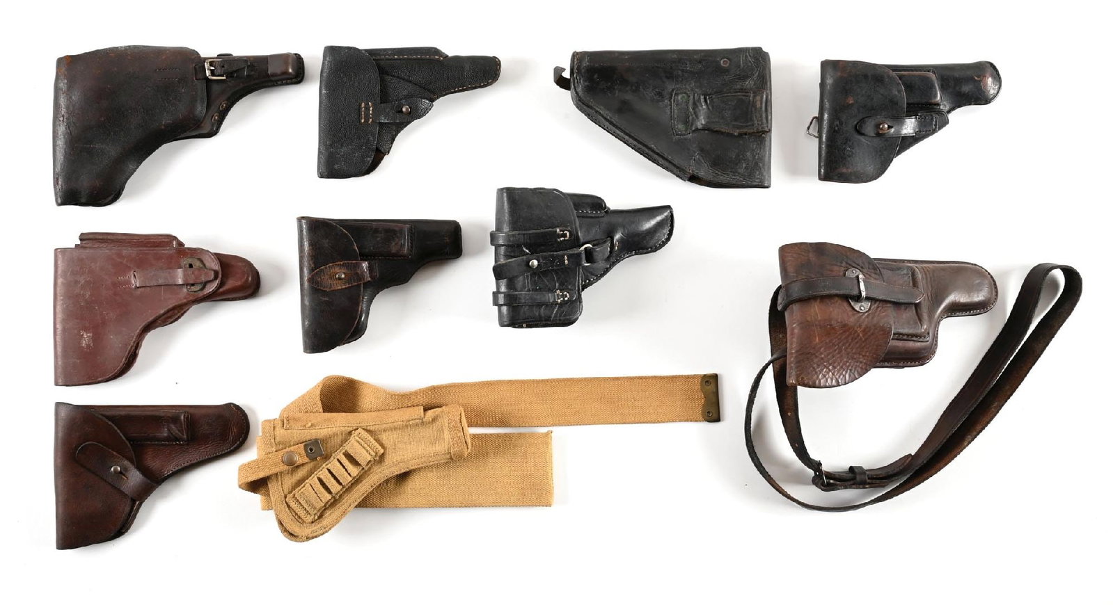 LOT OF (8) EUROPEAN MILITARY PISTOL HOLSTERS. (1 of 1)