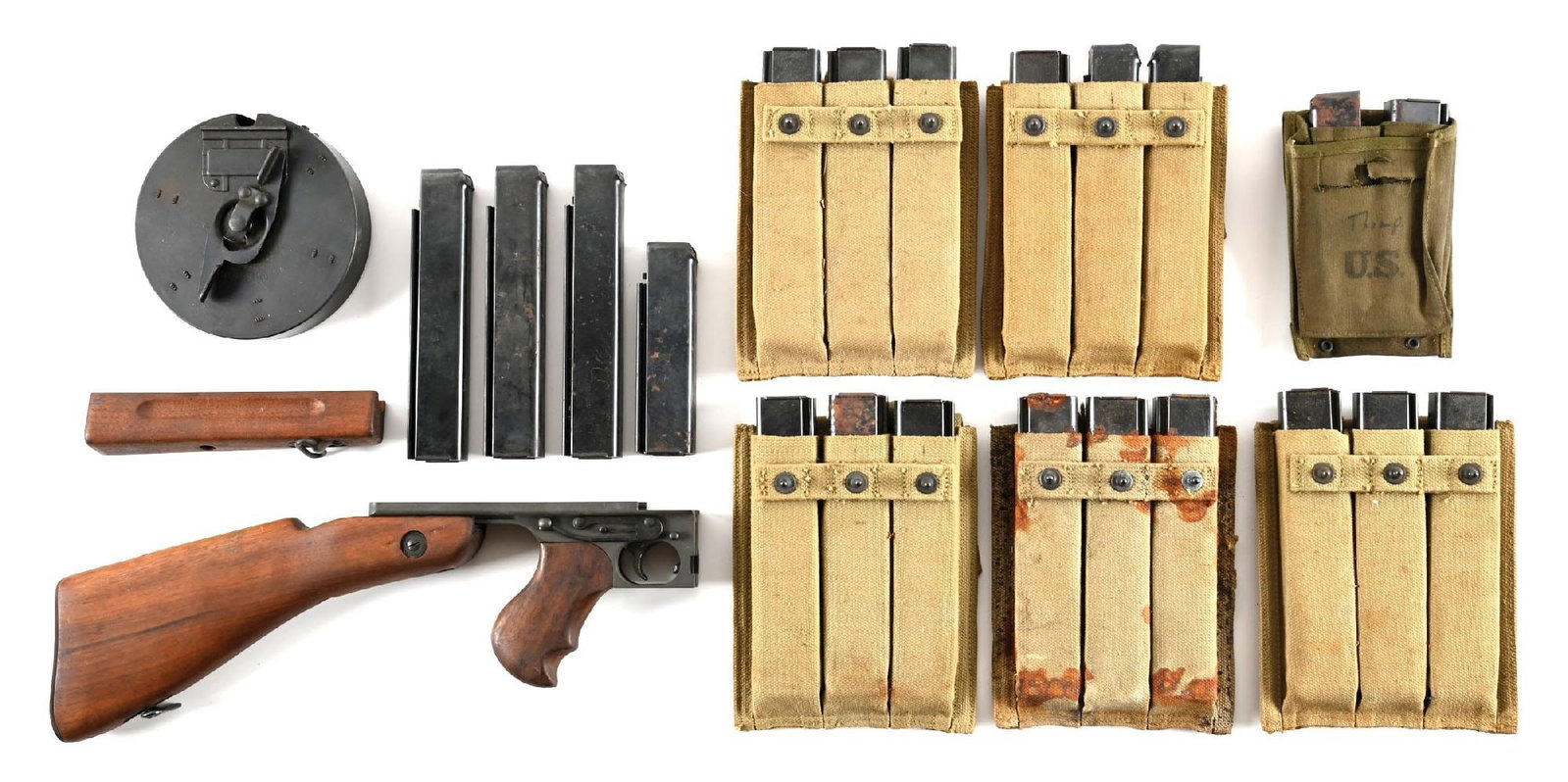 LOT OF THOMPSON SUBMACHINE GUN ACCESSORIES. (1 of 1)