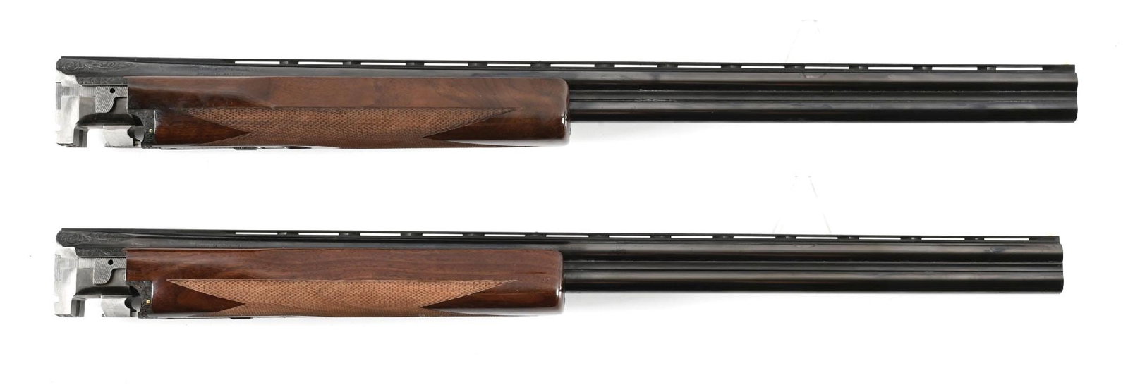 CASED PAIR OF MIDAS GRADE BROWNING SUPERPOSED 20 AND 28 GAUGE BARRELS. (1 of 4)