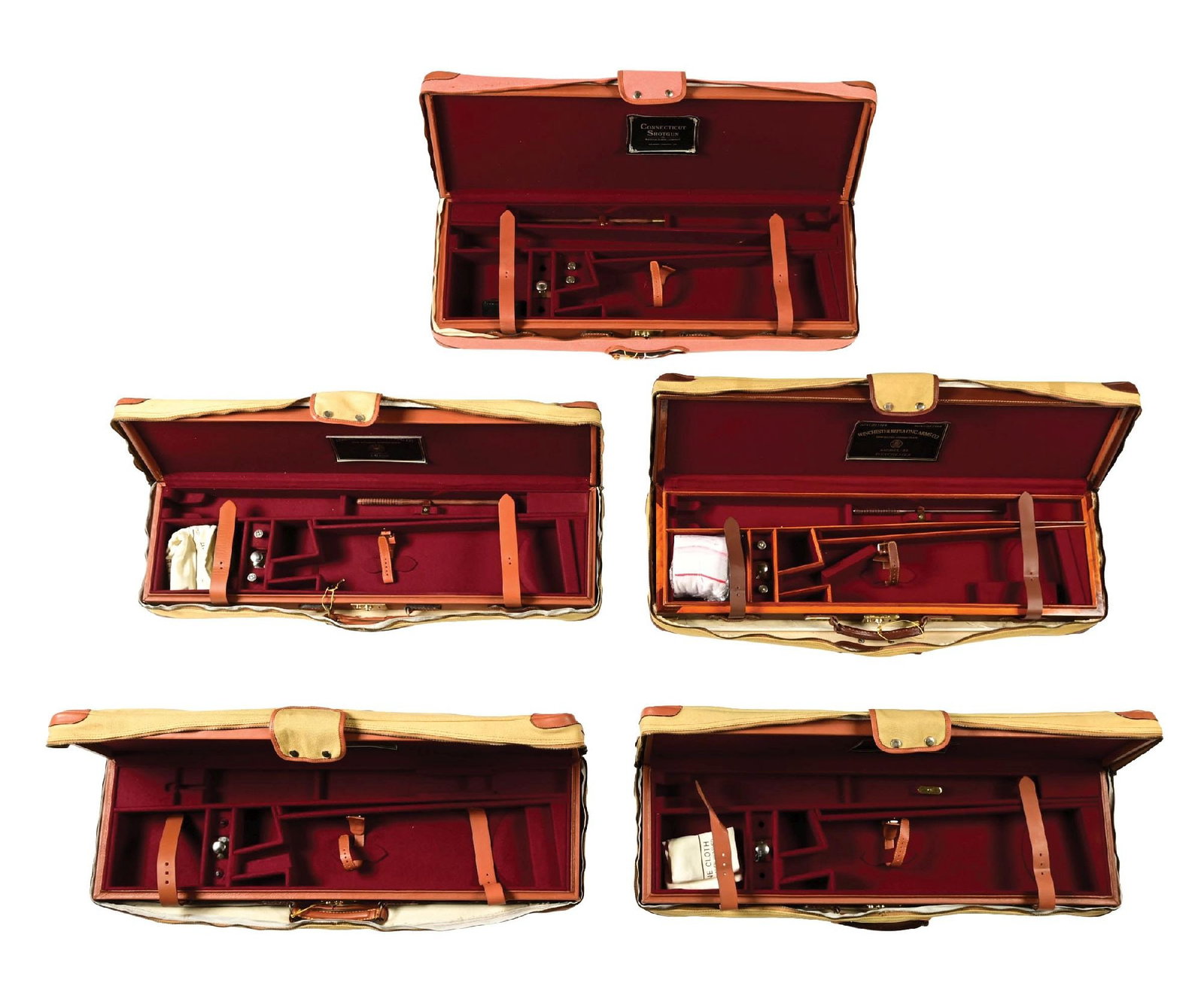 LOT OF 5: WINCHESTER/CSMC MODEL 21 SHOTGUN AND DOUBLE RIFLE CASES CASES. (1 of 2)