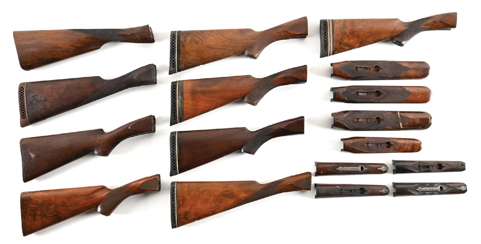 FANTASTIC LOT OF (9) PARKER SHOTGUN STOCKS AND (8) FOREARMS (1 of 1)