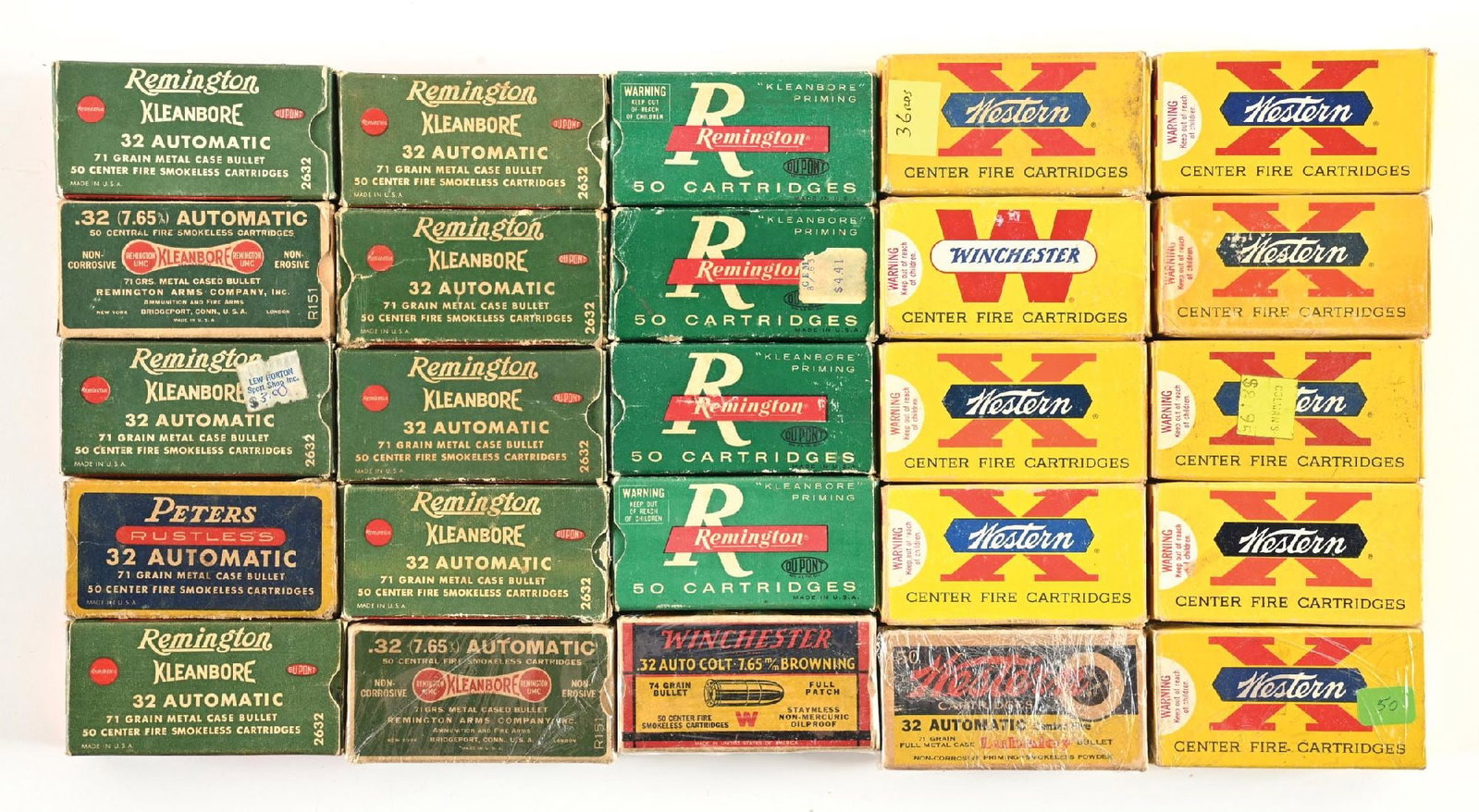 LARGE LOT (24) BOXES OF COLLECTIBLE .32ACP AMMUNITION (1 of 1)