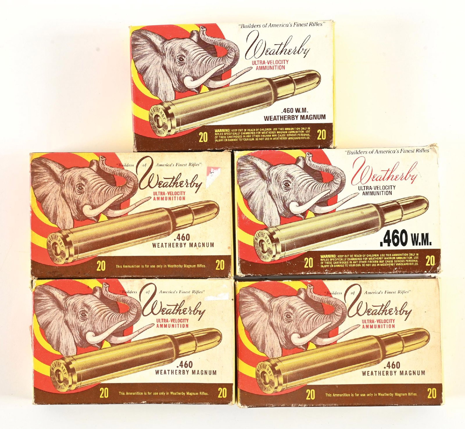 LOT OF (5) COLLECTIBLE .460 WEATHERBY MAGNUM PICTURE BOX SAFARI AMMUNITION. (1 of 1)