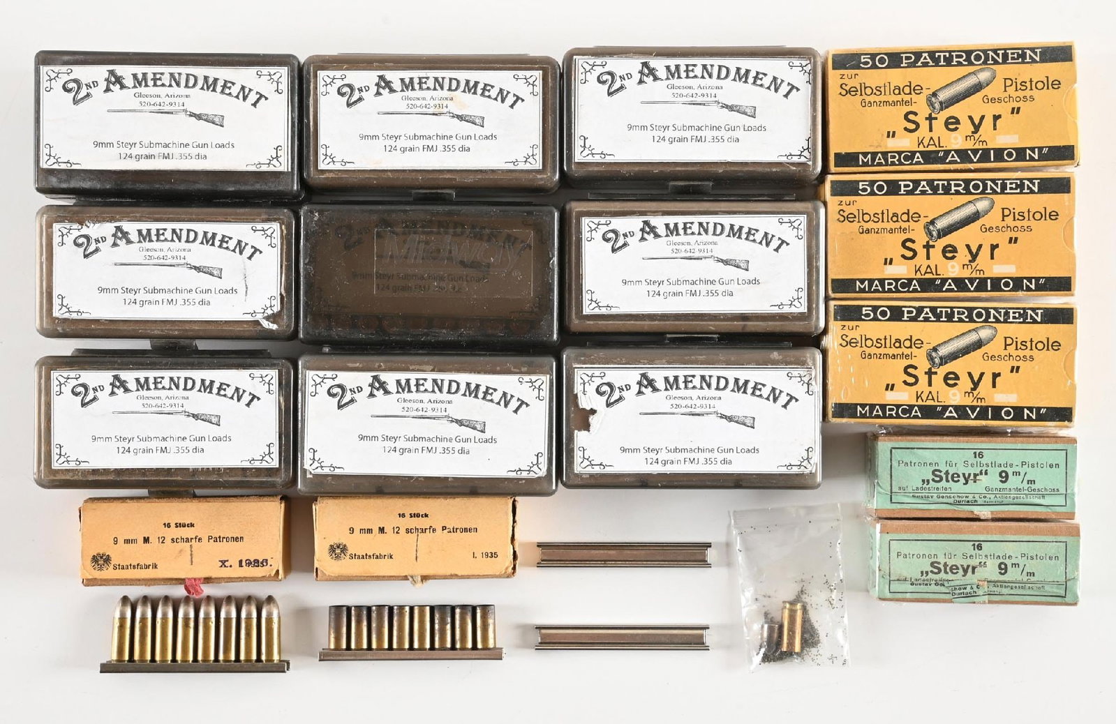 LOT OF 16: BOXES OF 9MM STEYR AMMUNITION (1 of 1)
