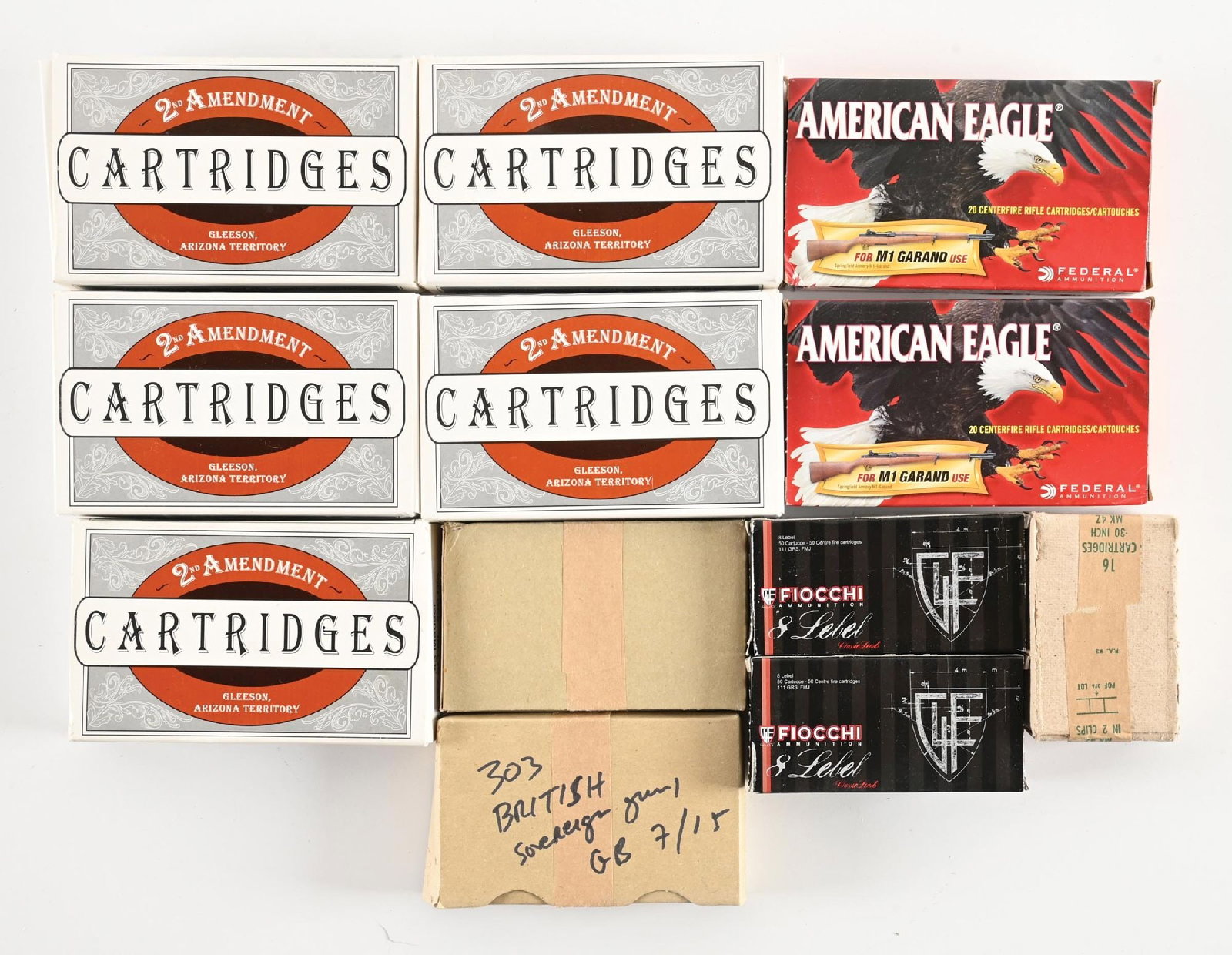 LOT (11) FULL BOXES OF MILITARY CALIBER RIFLE AMMUNITION. (1 of 1)