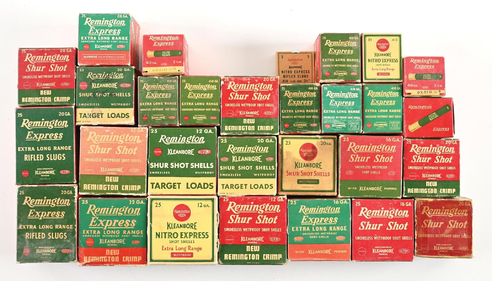 LARGE LOT (28) BOXES OF 1940-50S REMINGTON SHOTGUN AMMUNITION. (1 of 1)