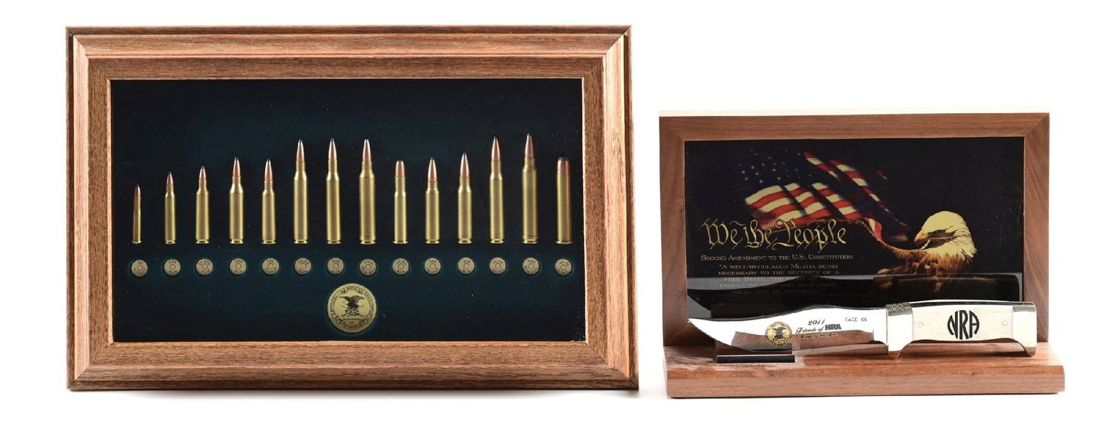 LOT OF 2: NRA KNIFE AND BULLET DISPLAY. (1 of 3)