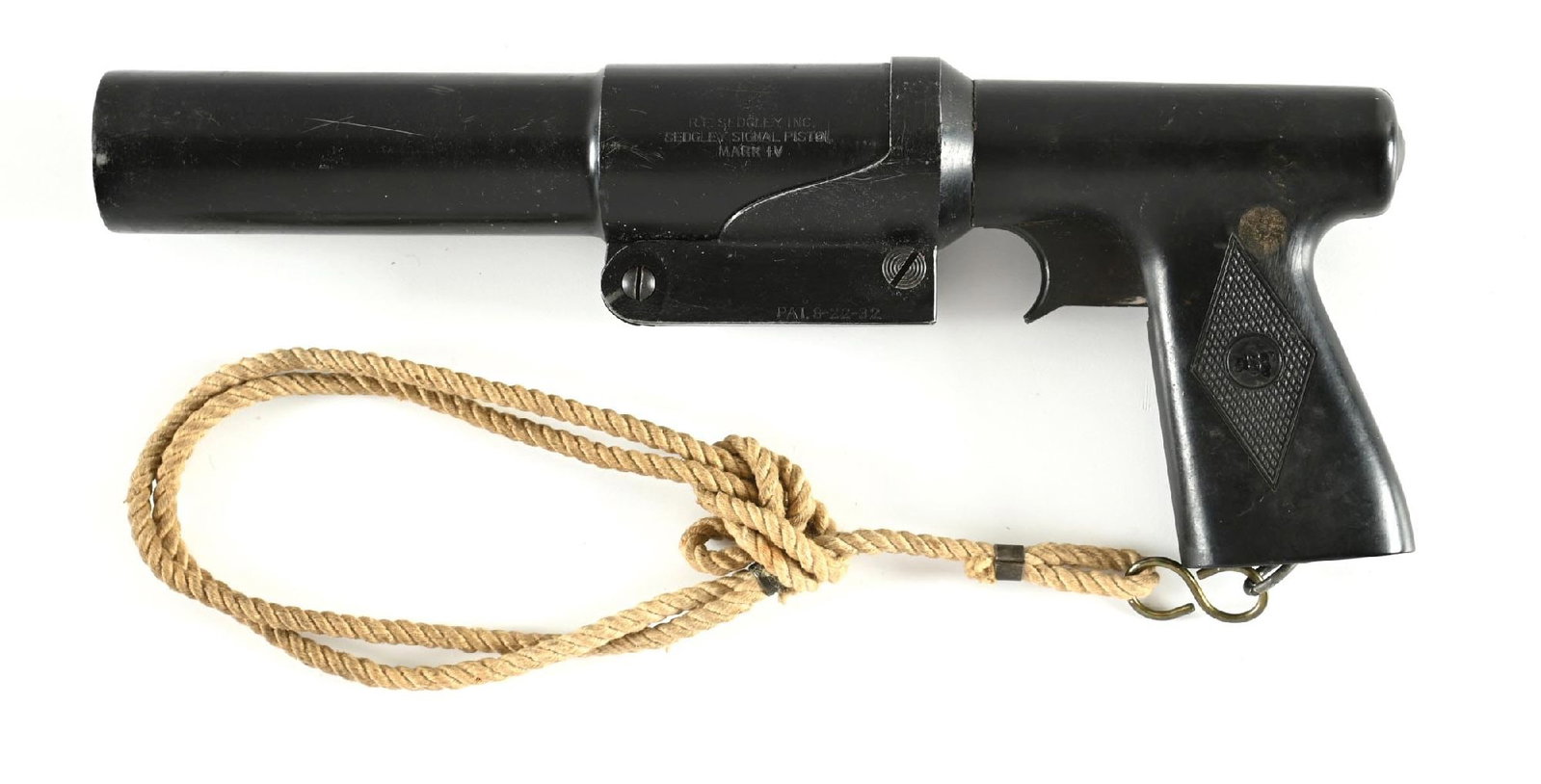 WWII R.F. SEDGLEY MK IV 37MM FLARE PISTOL.: These 37mm flare guns were made for the government by the famed Sedgley firm in Philadelphia beginning in 1943. The vast majority of this production was provided for the United States Navy for the