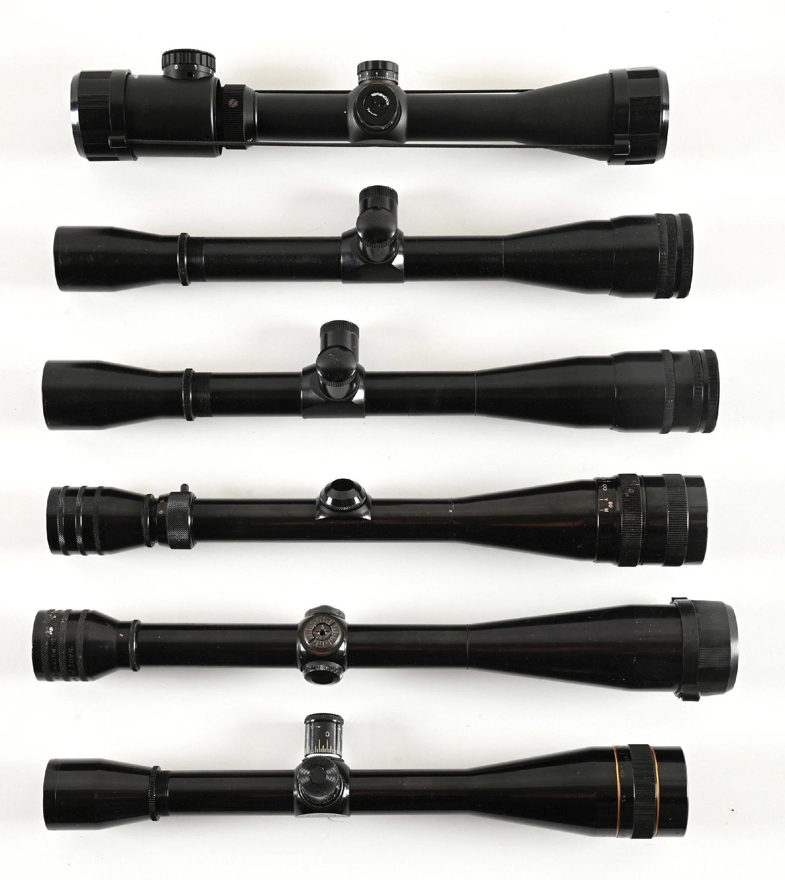 LOT OF 6: MIXED MANUFACTURER VARIABLE POWER RIFLE SCOPES. (1 of 2)