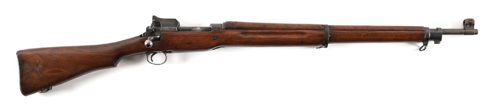 (A) US EDDYSTONE MODEL 1917 BOLT ACTION RIFLE.: This is a post war rebuild as evidenced by the following inspection stamps on left side of stock to include : "AOH", "AAF", and "3-GM-K". There is a proof "P" stamped at base of wrist. The bolt handle