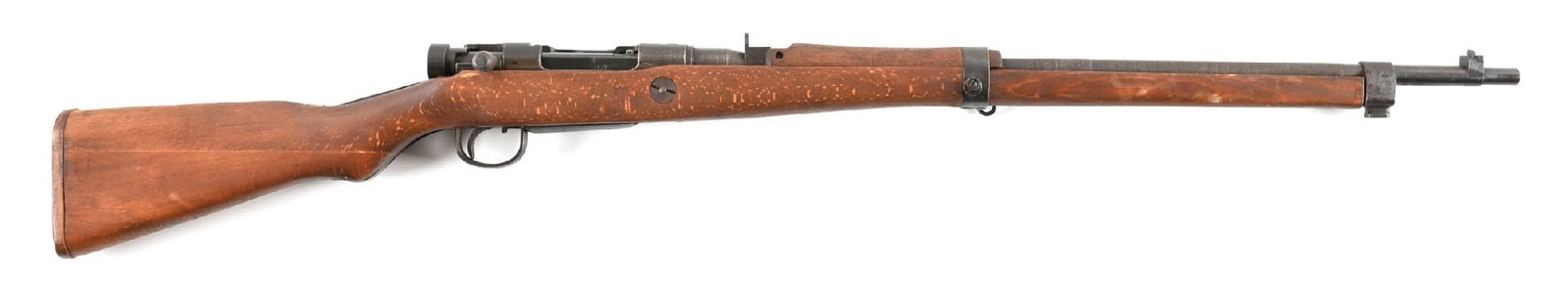 (C) LAST DITCH NAGOYA TYPE 99 ARISAKA BOLT ACTION RIFLE: Series 10, simplified late World War II production with rough finished metal, unprotected blade front sight, fixed aperture rear, simplified bolt handle, rough machined safety, and duffle cut hardwood
