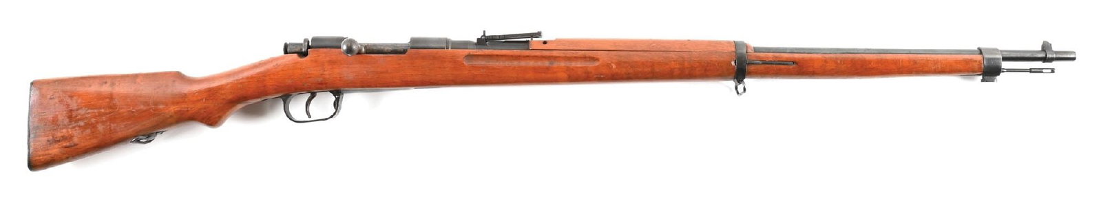 (C) JAPANESE TERNI TYPE I CARCANO BOLT ACTION RIFLE.: Manufactured in the late 1930s in Italy under contract for the Japanese Navy. Finished in blue with a case hardened bolt. Drift adjustable barleycorn front sight and 1500 meter graduated rear sight, s