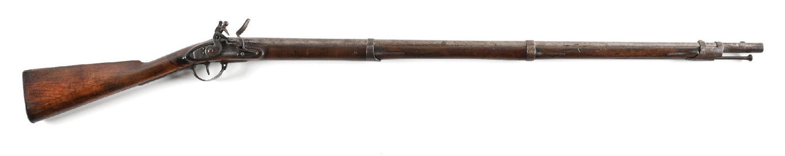 (A) NEW ENGLAND MILITIA OFFICER'S FLINTLOCK MUSKET BY J. COOPER.: Circa 1820s or 30s militia fusil/musket is marked at the breech with sunken "P" and eagle head proofs. Lock is lightly decorated and is faintly signed "J COOPER". Stocked in walnut with classic 19th c