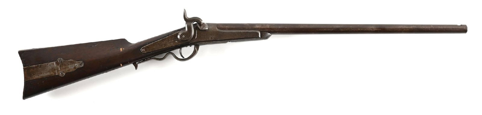 (A) VERY EARLY RICHARDSON & OVERMAN GALLAGHER PERCUSSION CARBINE.: This is the earliest of the three known types with maker and patent date legend stamped on lock. These carbines were manufactured in Philadelphia at the start of the war and features a round barrel, s