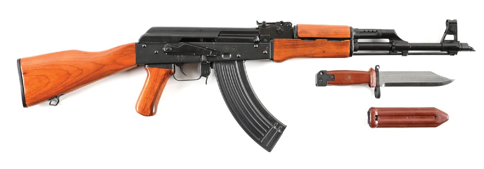 (M) B-WEST AK47S SEMI-AUTOMATIC RIFLE.: BWC prefix serial number. Matching full or partial serial numbers on dust cover, left side of receiver, recoil spring guide, upper handguard, bolt carrier, and bolt. Classic slant brake, protected pos