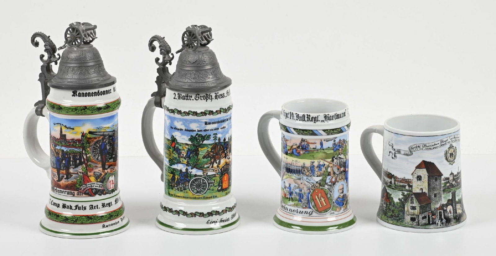 LOT OF 4: GERMAN REGIMENTAL STEINS. (1 of 2)