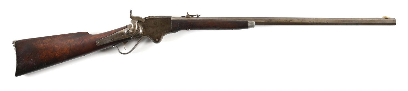 (A) SPENCER MODEL 1860 LEVER ACTION FACTORY SPORTING RIFLE.: It is believed that the Spencer rifle company began producing sporting rifles using at-hand Civil War era parts and fitting them with new barrels for sale to the civilian market as early as 1864.