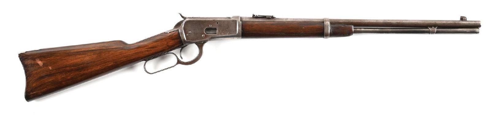 (C) WINCHESTER MODEL 1892 LEVER ACTION SADDLE RING CARBINE IN .25-20 (1907). (1 of 2)
