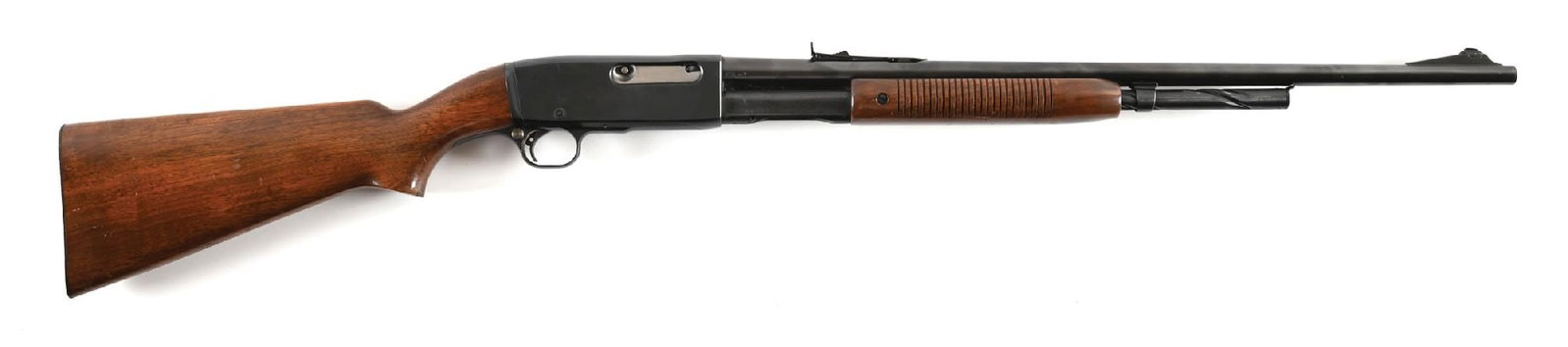 (C) FINE PRE-WAR REMINGTON MODEL 141 GAMEMASTER .35 REMINGTON SLIDE ACTION RIFLE.: The DK date code is for September of 1941. Standard rifle features the blue finish, half length magazine with off set twist, dovetailed bead on ramp front sight, flat top sporting rear sight, takedown