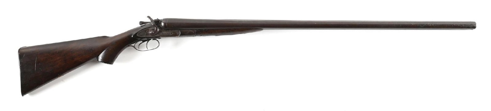 (A) O.B. THORP SIDE BY SIDE 10 BORE HAMMER SHOTGUN. (1 of 2)