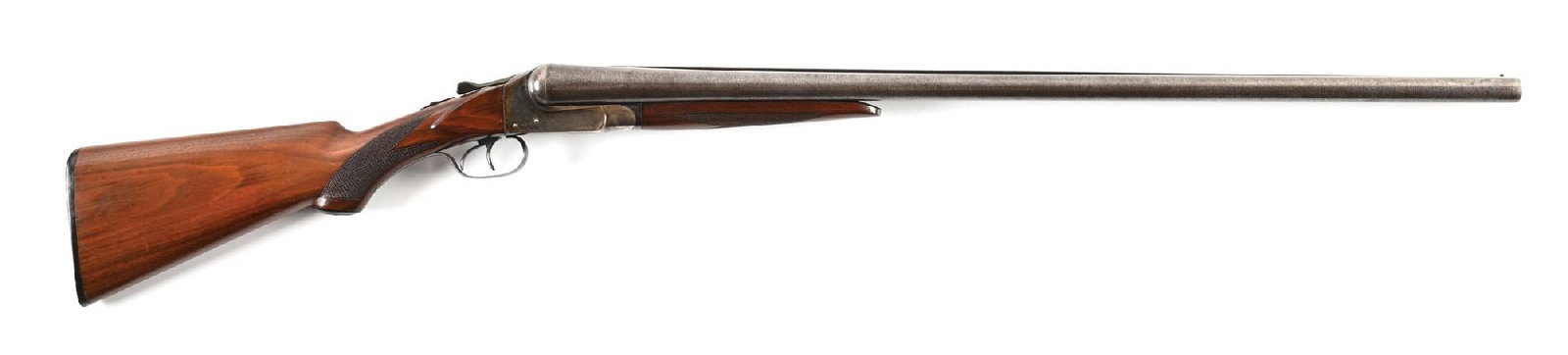 (C) EARLY ITHACA FLUES 10 GAUGE SIDE BY SIDE SHOTGUN (1908) (1 of 2)