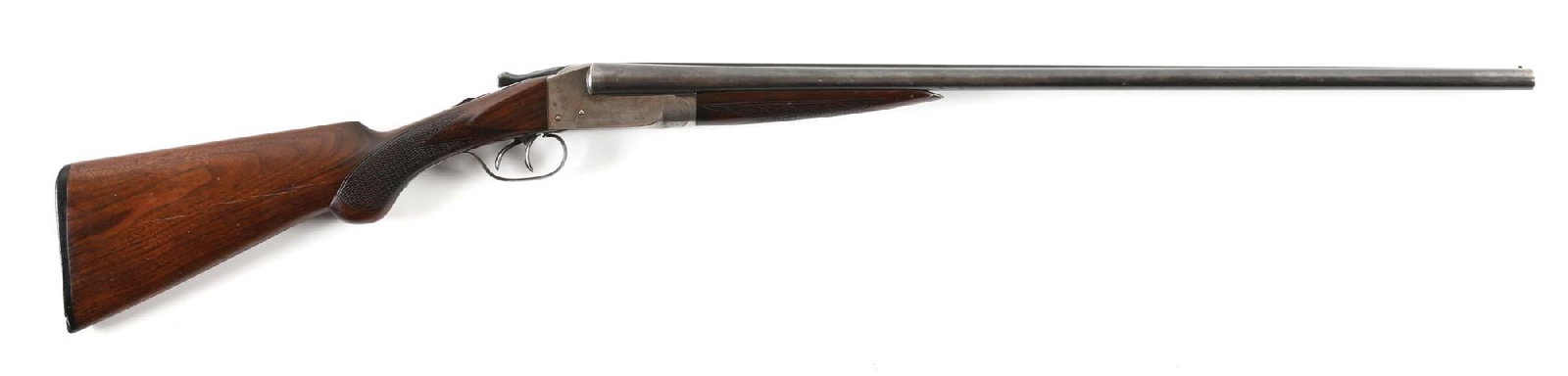 (C) ITHACA FIELD GRADE SIDE BY SIDE 20 GAUGE SHOTGUN. (1 of 2)