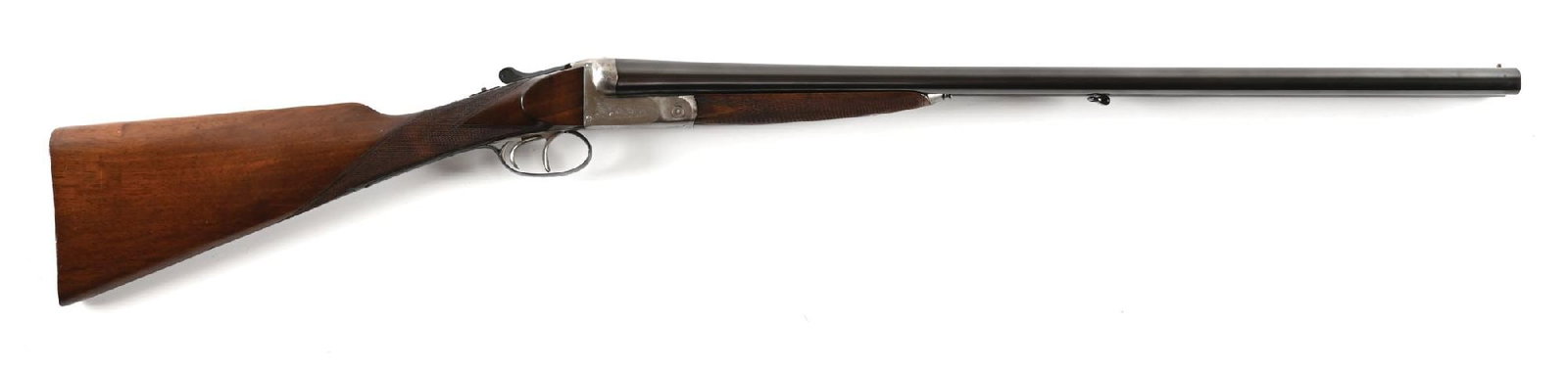 (C) BELGIAN SIDE BY SIDE 12 BORE SHOTGUN. (1 of 2)