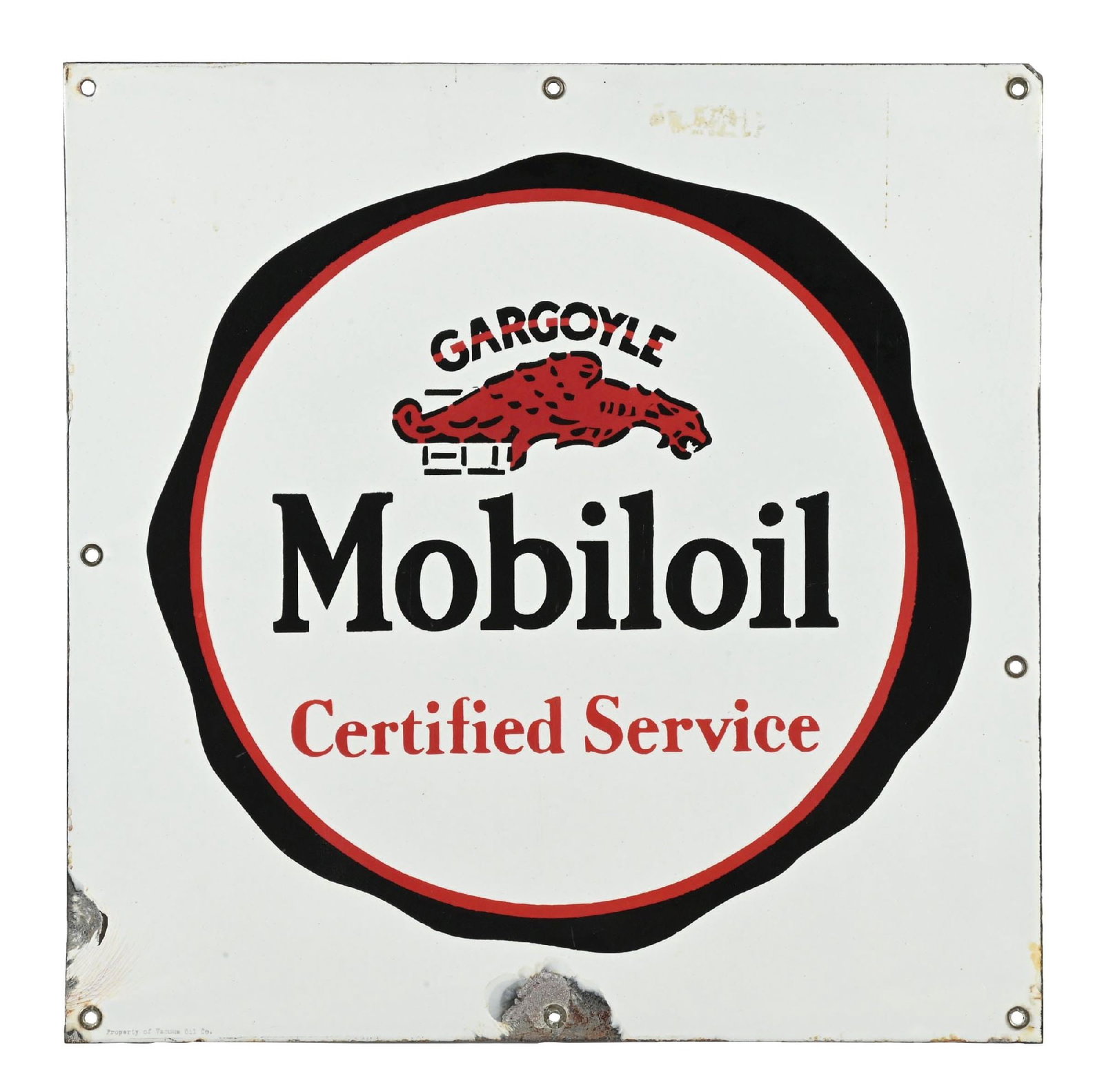 MOBILOIL GARGOYLE CERTIFIED SERVICE PORCELAIN SIGN (1 of 3)