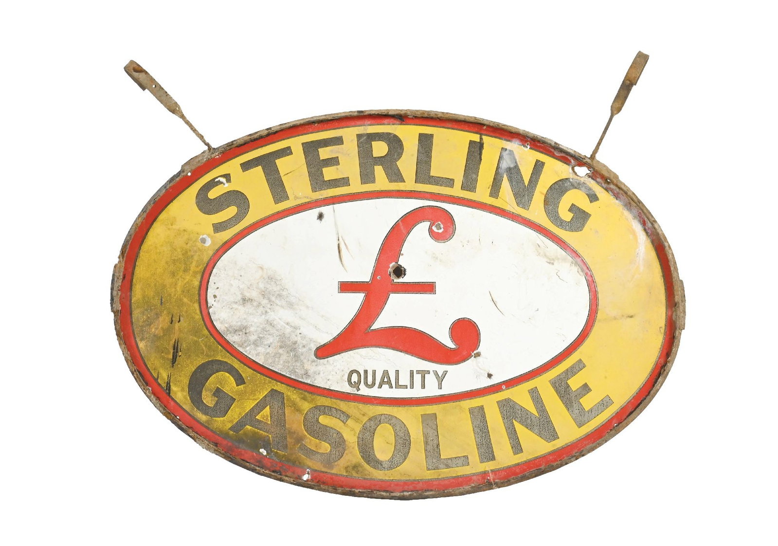 STERLING GASOLINE PORCELAIN SIGN WITH ORIGINAL RING (1 of 2)