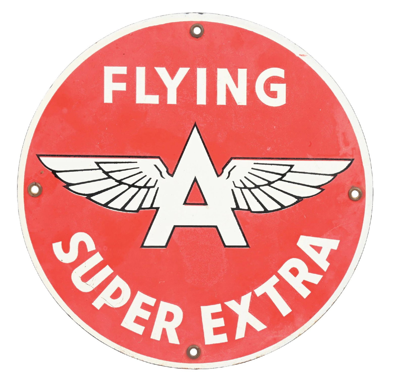 FLYING A SUPER EXTRA GASOLINE PORCELAIN PUMP PLATE SIGN (1 of 2)