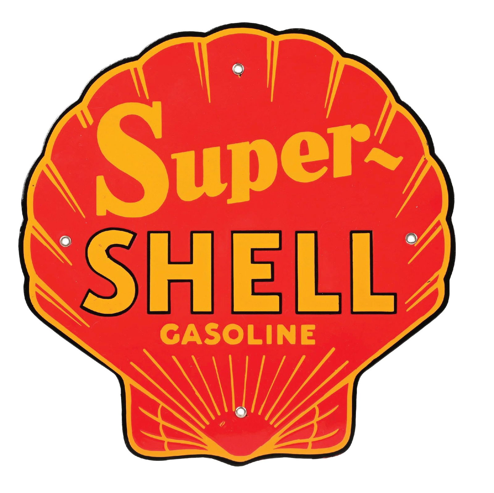 RARE SUPER SHELL GASOLINE PORCELAIN PUMP PLATE SIGN AGS 95 (1 of 2)